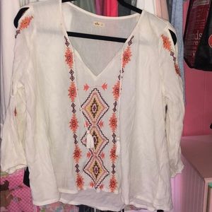 Hollister light weight long sleeve cut-out shirt.